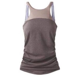 Prana Catrin Tankini Muted Truffle Brown Swim Top Bathing Suit Small
